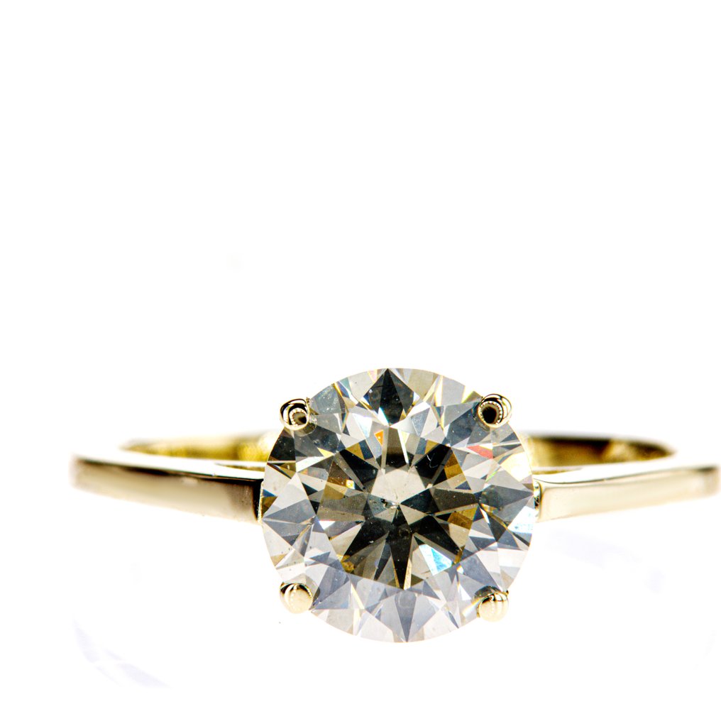 χωρίς τιμή ασφαλείας - Δαχτυλίδι αρραβώνων - 14 καράτια Κίτρινο χρυσό -  2.02ct. tw. Διαμάντι (Φυσικού χρώματος) #1.0