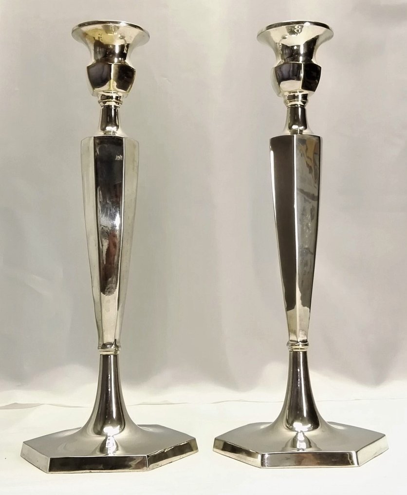 Engelse grote oude kandelaars 41 cm in Art Deco - Kandelabr (2) - Brąz, złocony #2.1