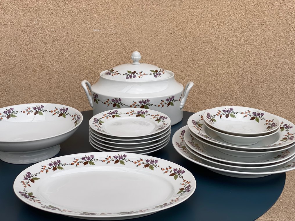 Richard Ginori - Table service (19) - Porcelain - Flowers and berries #4.3