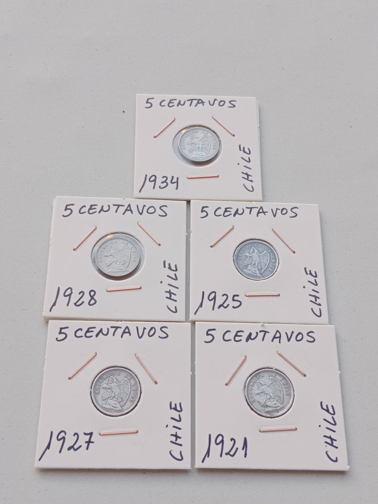 Chili. Colección de 50 monedas diferentes 1921-1977 (Zonder minimumprijs) #1.0