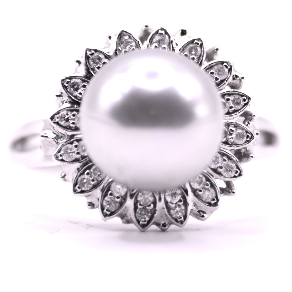 Ei pohjahintaa - Sormus Platina - 0.48ct. tw. Timantti (Luonnollinen) - Helmi - Grey Pearl #1.0