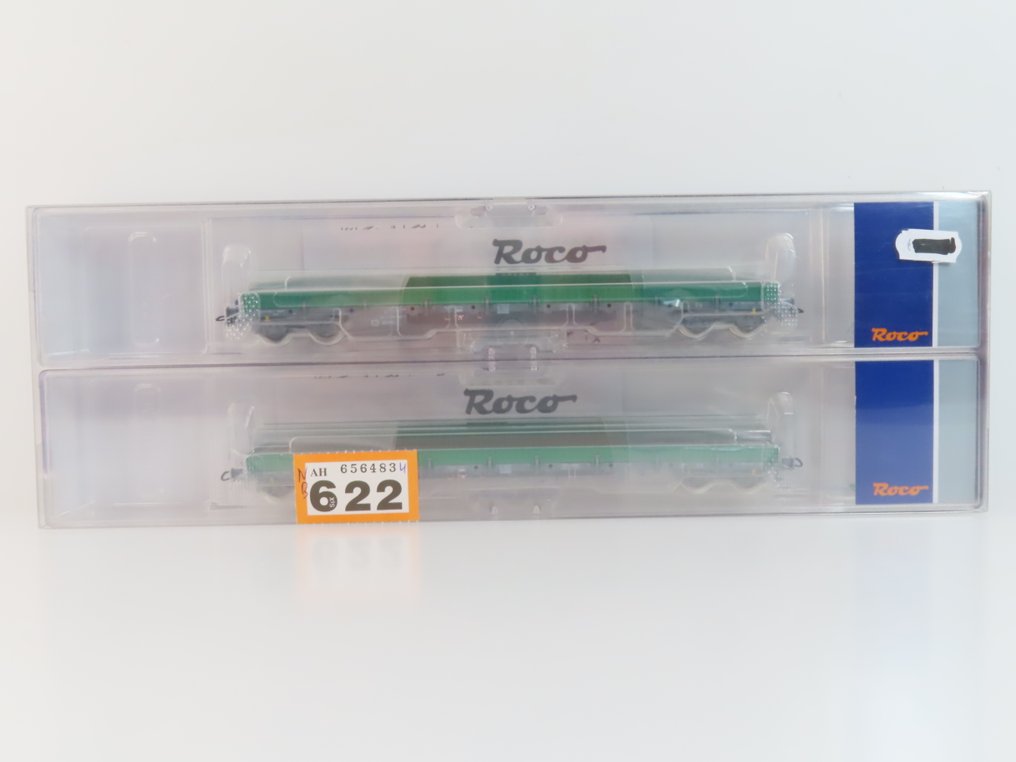 Roco H0 - 67081 - Set di vagoni merci di modellini di treni (1) - Set da 2 pezzi di carrelli Rongen a 4 assi di tipo Res - RENFE #4.3