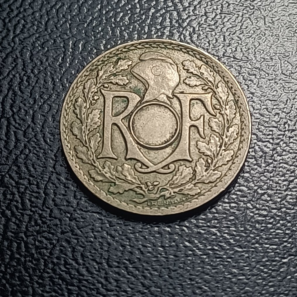 Frankrijk. 5 Centimes 1923 Lindauer. Mint Error  (Zonder minimumprijs) #1.0