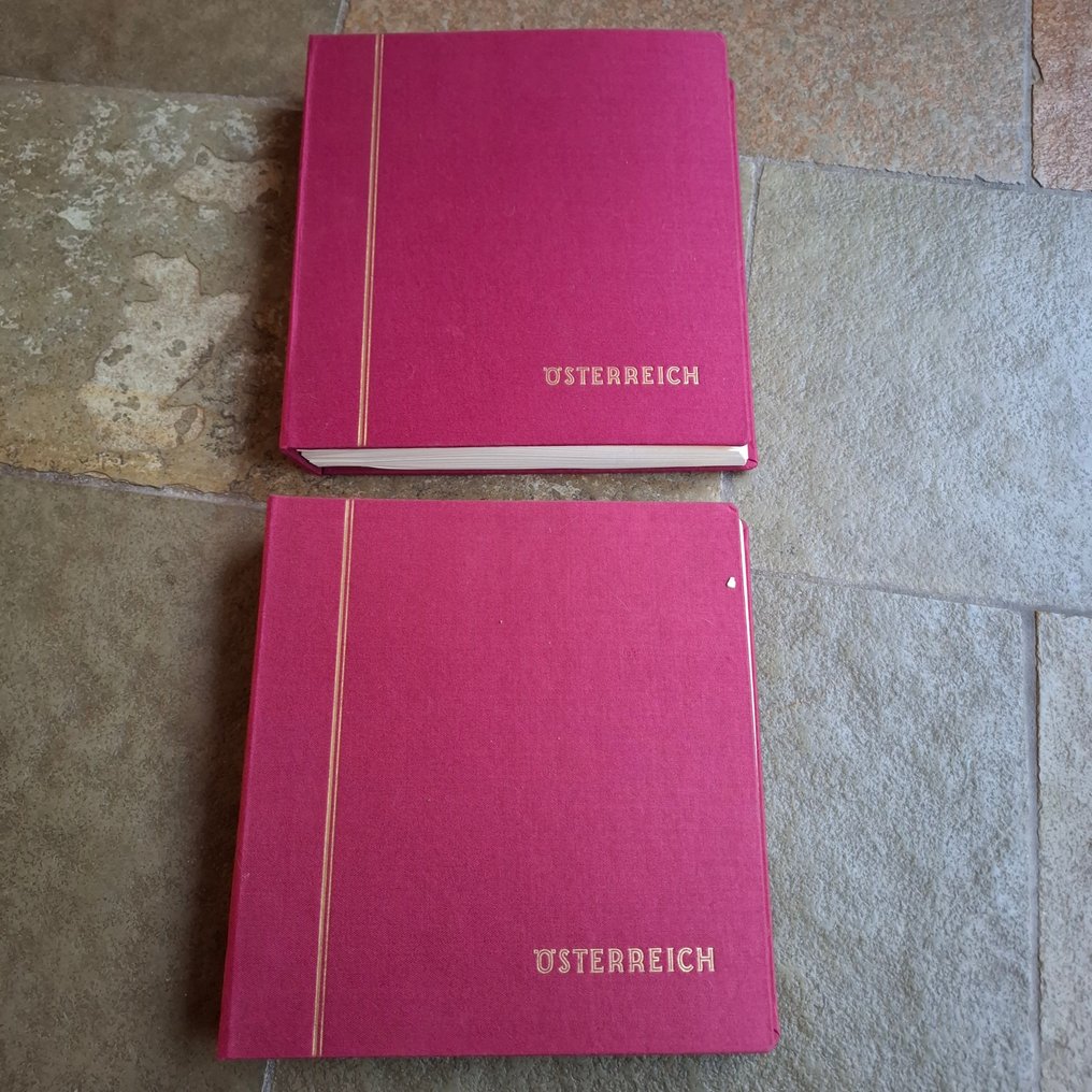 Áustria 1850/1986 - Coleção antiga usada/postfresca (em parte duplicada) em 2 álbuns de formulários Schaubek. #1.0