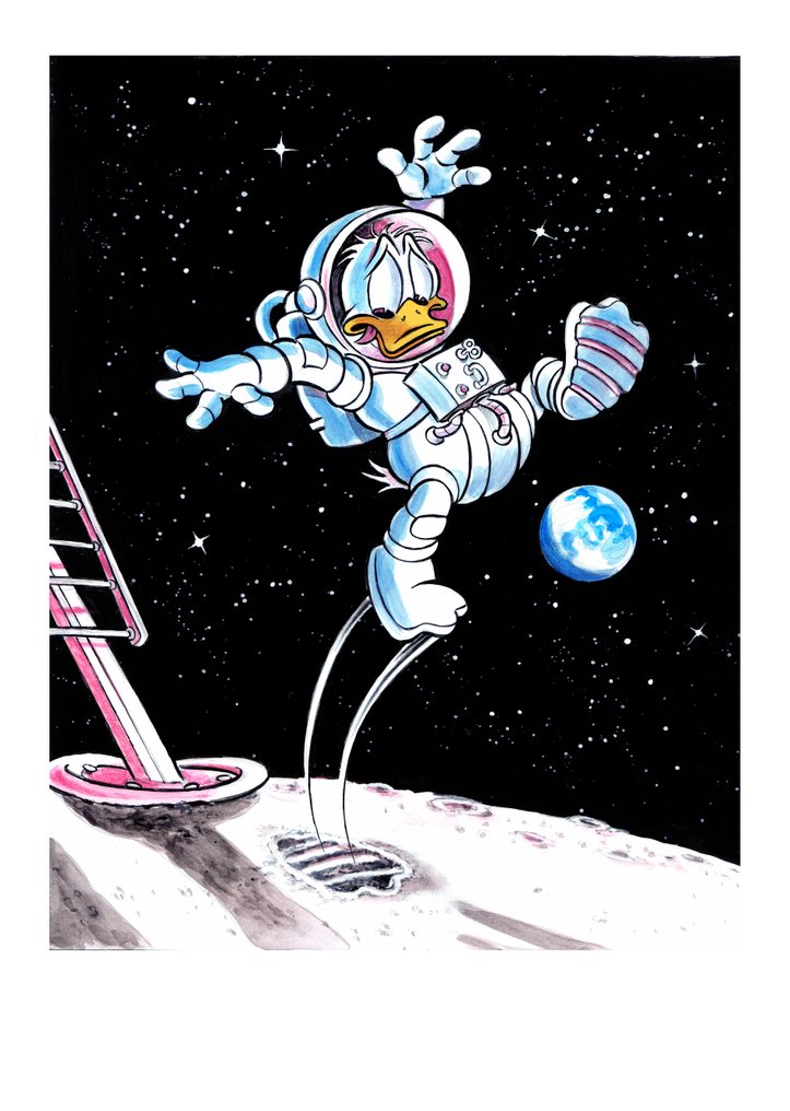 Tony Fernandez - 唐老鸭受到阿姆斯特朗登月（1969年）的启发 - Artist Proof (AP) – Hand-Signed #1.0