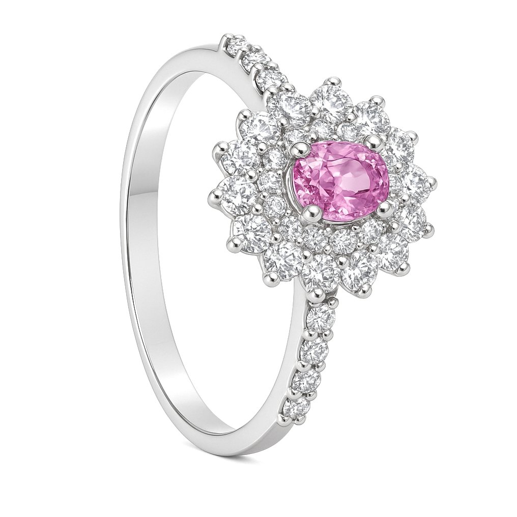 Gyűrű - 18 kt. Fehér arany -  0.73ct. tw. Zafír - Gyémánt #1.0