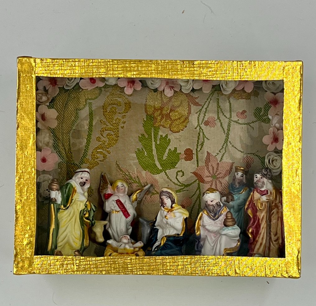 Σκηνή γέννησης - Μετάξι - Belen, ύφασμα, μετάξι. #1.0