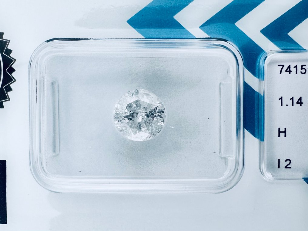 χωρίς τιμή ασφαλείας - 1 pcs Διαμάντι (Φυσικό) - 1.14 ct - Στρογγυλό - H - I2 - International Gemological Institute (IGI) - φυσικό #1.0