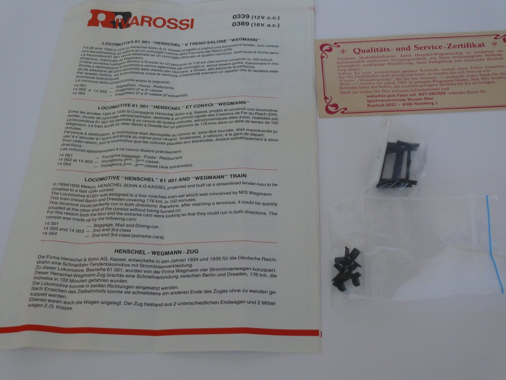 Rivarossi H0 - 0389 - Set di treni (1) - Henschel 61 001 con set ferroviario Wegmann - DRG #2.1