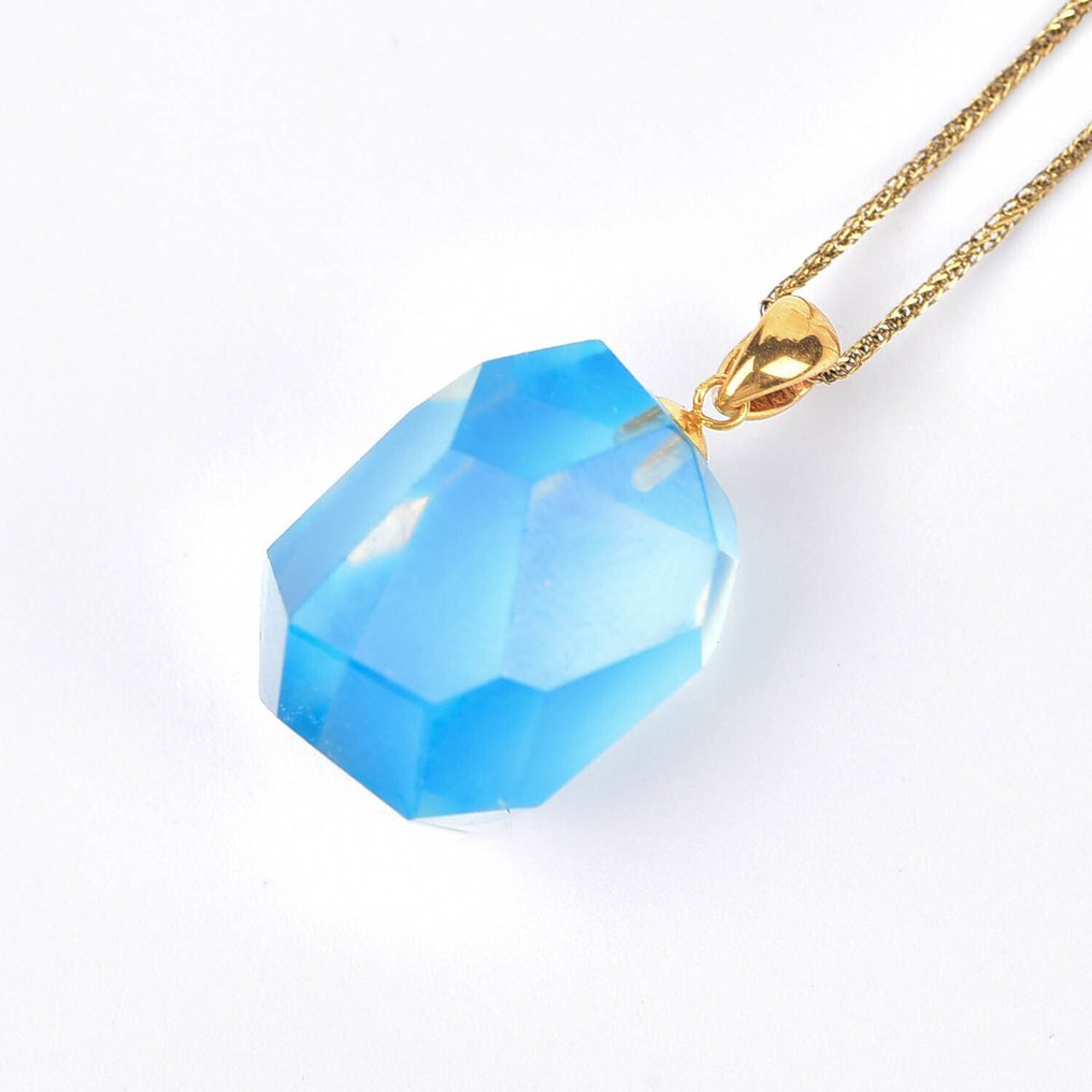 沒有保留價 - 吊墜頸鏈 - 18 克拉 黃金 海藍寶石 - ALGT 认证 #4.3