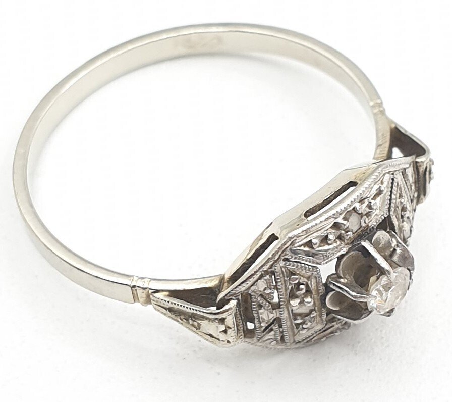 Gyűrű - 18 kt. Fehér arany, Platina - 0.05ct. tw. Gyémánt (Természetes) #4.3