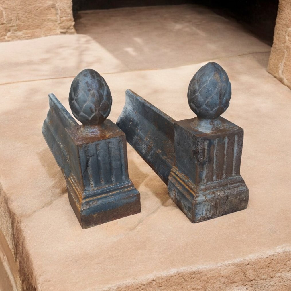 Andiron (2) - Chenets - Pommes de Pins - neoklasszikus stílus - Öntöttvas #3.2