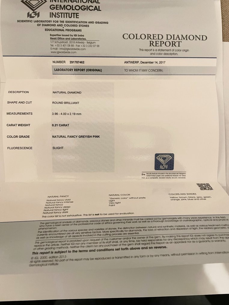 No reserve price - 2 pcs Diamond  (Natural coloured)  - 0.41 ct - Round - I1 - International Gemological Institute (IGI) - Fancy Deep Grey Pink - Fancy Greyish Pink #2.1