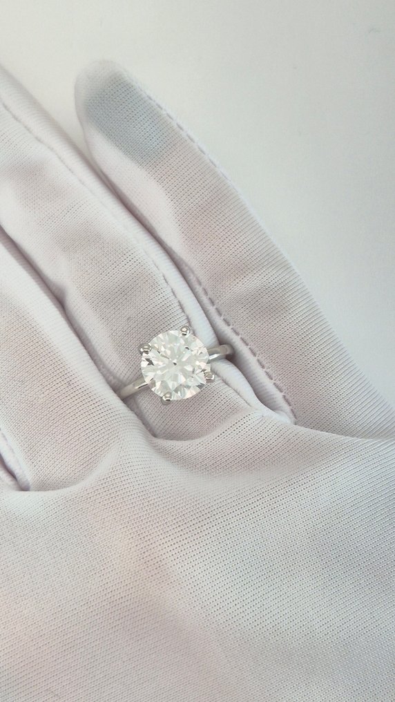 Kihlasormus - 14 kt. Valkokulta -  4.01ct. tw. Timantti (Laboratoriossa kasvatettu) #3.2