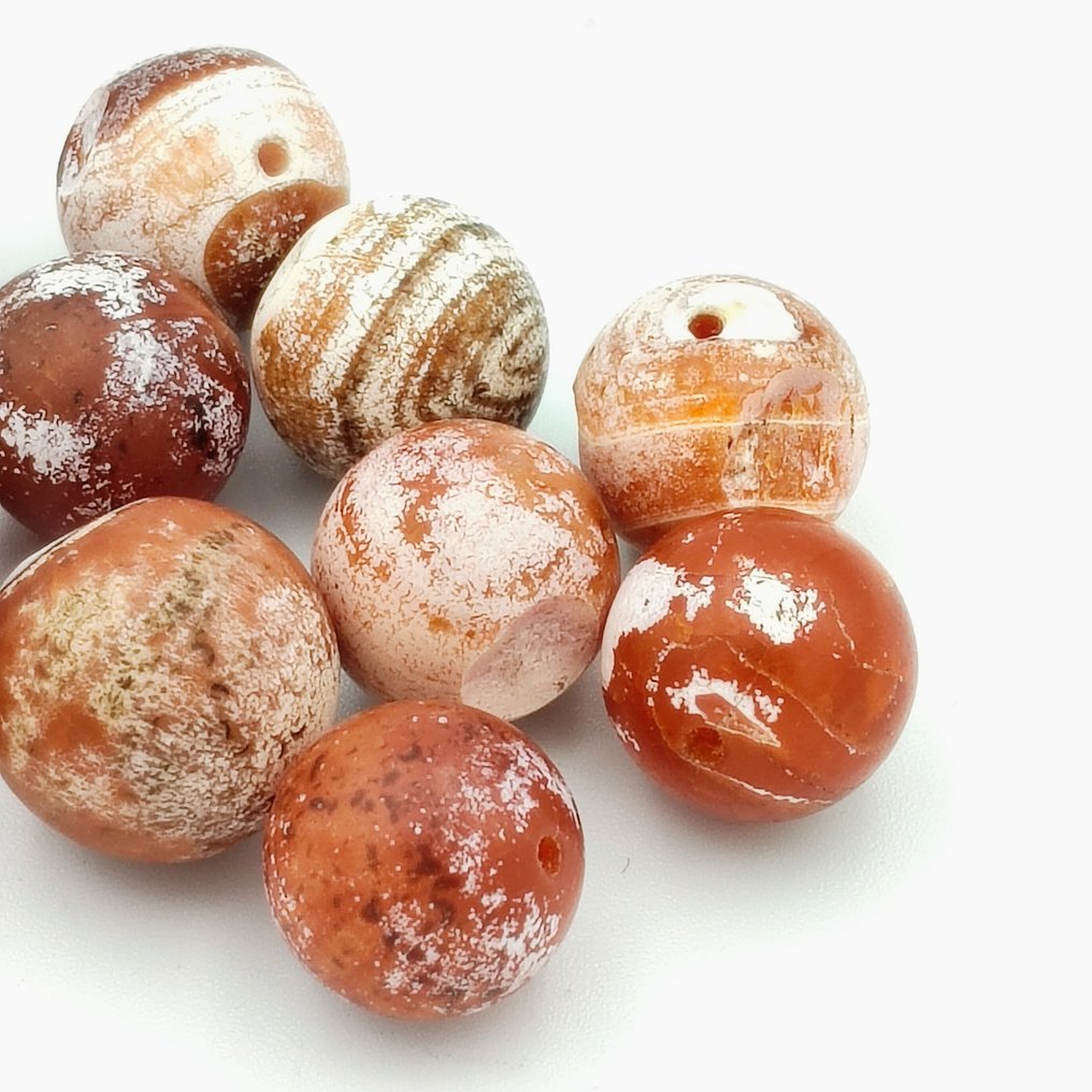 Αρχαία Θιβετιανά / Νεπαλέζικα Φυστικό ραβδωτό αχάτη Ματάκια φυλαχτά - 15 mm (χωρίς τιμή ασφαλείας) #4.3