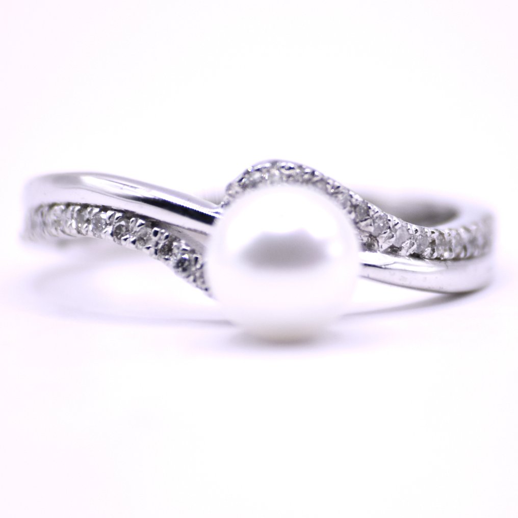 Ei pohjahintaa - Sormus Platina - 0.48ct. tw. Timantti (Luonnollinen) - Helmi - Vaaleanharmaa Ellegance #1.0