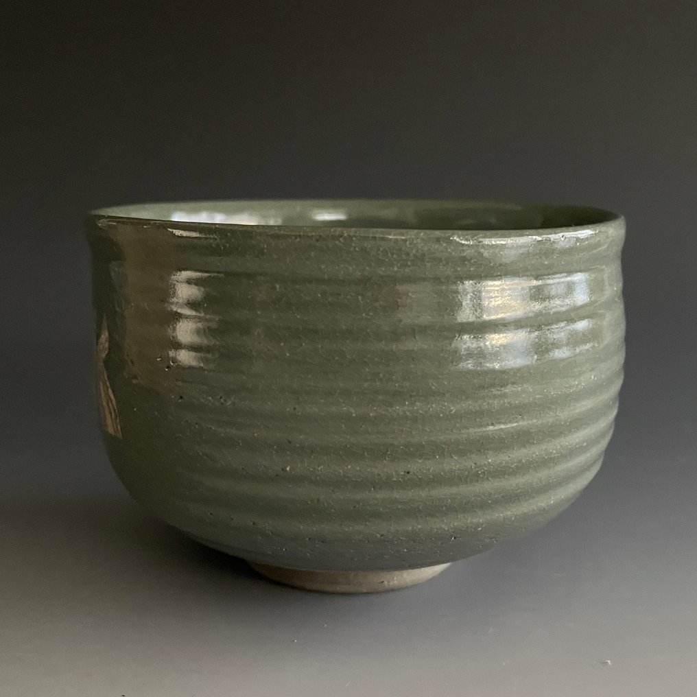 Seto Ware - Norio Mizuno - Chawan - Κούπα τσαγιού / Ξύλινο κουτί αποθήκευσης / Τελετή τσαγιού - Αγγειοπλαστική - Sado / Matcha #2.1