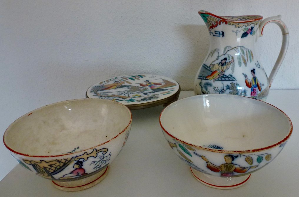 Keramis Boch, Petrus Regout - Timor - Σετ μπολ (4) - (Spoelkommen) - Πορσελάνη - Kan - Υποδοχέας ποτηριού #1.0