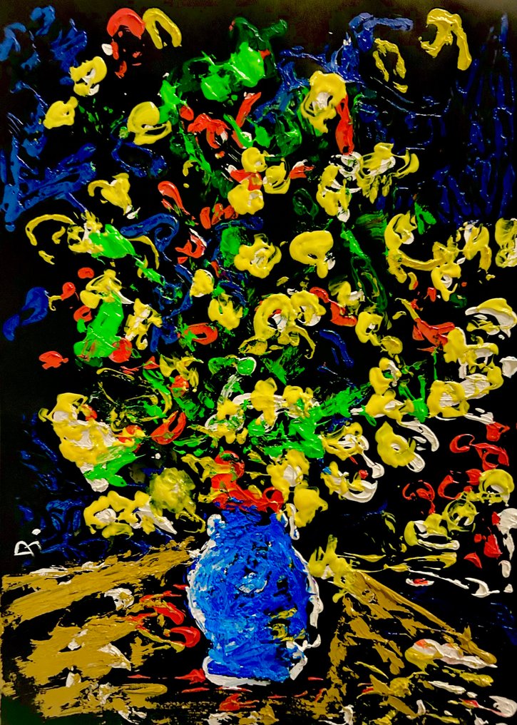 Julien Danaux (ARTDANAUX) - Fleurs dans un vase bleu #1.0