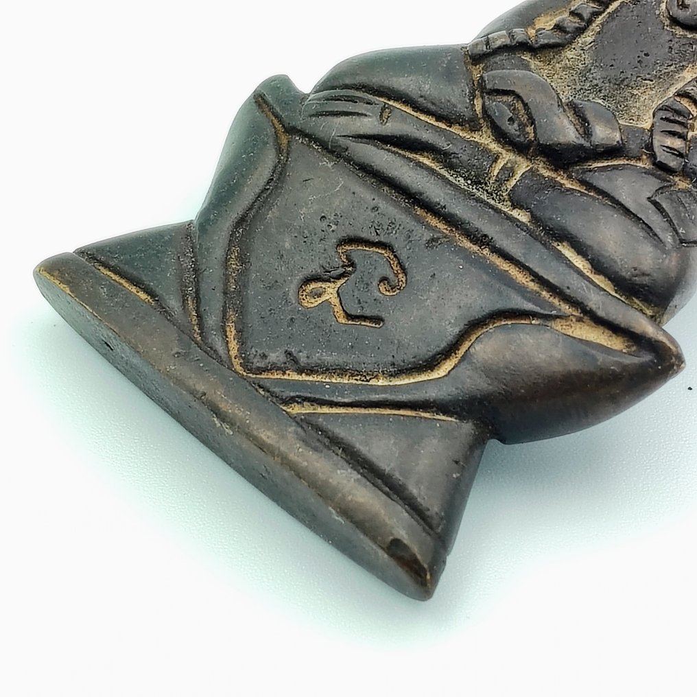 古代印度支那 黄铜色 山地部落坐佛珠子护身符 - 100 mm #2.1