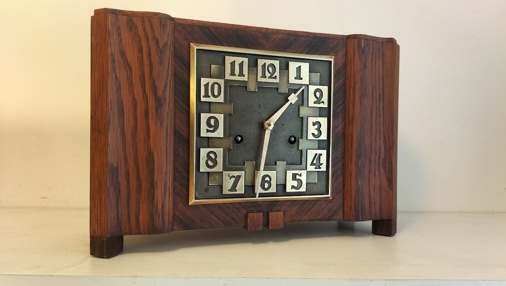 Amsterdam skoleklokke - Art Deco Eikenhout - Messing - 1920-1930 #2.1