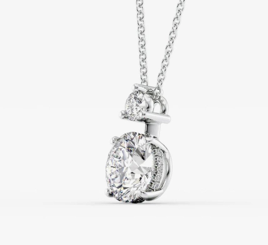 吊坠 - 14K包金 白金 -  1.00ct. tw. 钻石 (天然) - 钻石 #4.3