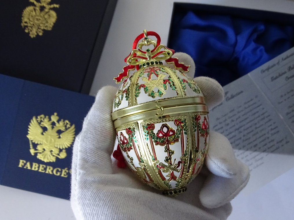 Statuetă - Fabergé style - Imperial ornament Egg -Certificate of Authenticity included - Original box - Metal #1.0