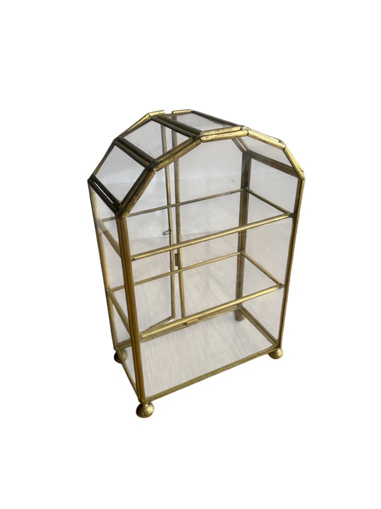 Vitriini - Harvinainen näyttelykaappi - Lasi, Messinki - näyttökaappi #3.2