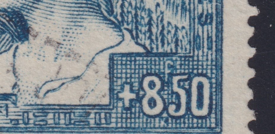 法國 1928 - 《Le Travail》第252f号（IV型，第3格），已邮戳，六角形邮戳，极佳 - Yvert #1.0