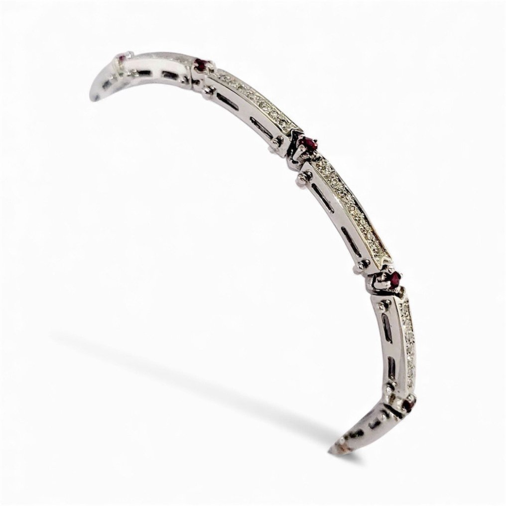 Estrò - 手镯 - 18K包金 白金 -  1.86ct. tw. 红宝石 - 钻石 - 意大利制造 #2.1