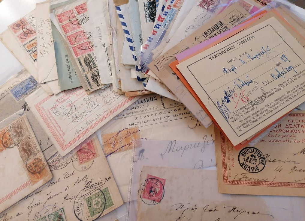 希臘  - 希腊。超过90个带邮票的信封。 #2.1