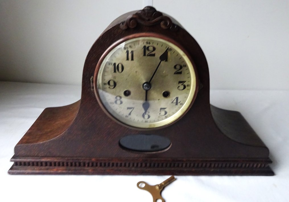 烟囱钟 - Gustav Becker -  古董 木, 玻璃, 黃銅 - 1910-1920 #1.0