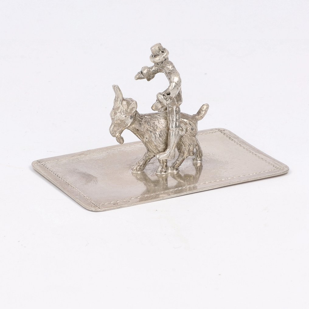 NO RESERVE - D.J. Aubert 'Bokkenrijder' - Miniaturowa figura - Srebro pr. 835 #1.0