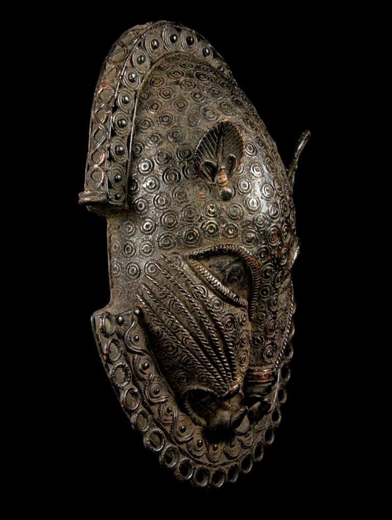 Bronze Leopard Head Mask - Bini / Edu - Nigeria (No reserve price) #4.3