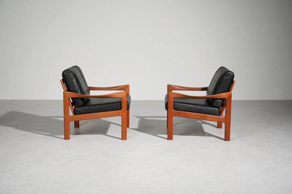 Niels Eilersen - Illum Wikkelso - Πολυθρόνα (2) - Teak, Δέρμα #3.2