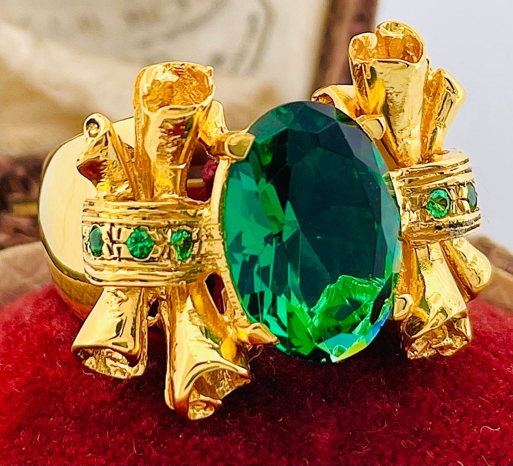 没有保留价 - 戒指 - 9 kt. 黄金, 银 祖母绿 #3.2