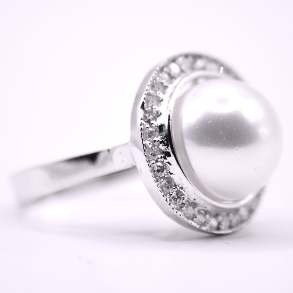 Sans prix de réserve - Bague Platine - 0.56ct. tw. Diamant (Naturelle) - Perle #3.2