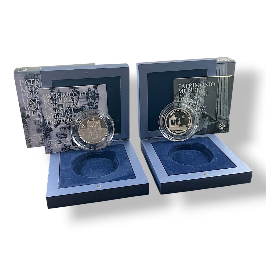 葡萄牙. 5 Euro 2004 "Convento de Crsito Tomar" + "Centro Histórico de Évora" (2 coins) Proof  (没有保留价) #1.0
