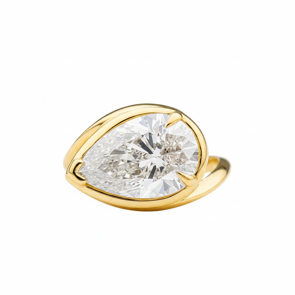 Gyűrű - 14 kt. Sárga arany - 4.06ct. tw. Gyémánt (Laboratóriumban előállított) #1.0