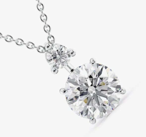 吊坠 - 14K包金 白金 -  1.00ct. tw. 钻石 (天然) - 钻石 #2.1