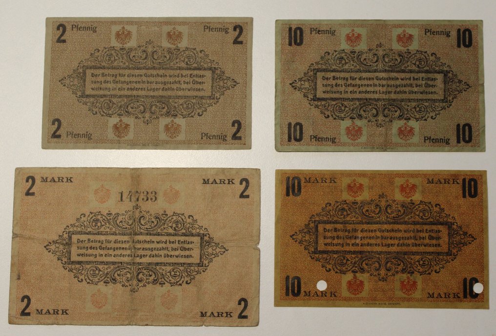 Alemanha. - 6 banknotes - Various German POW camps 1914-1918 (Sem preço de reserva) #4.3