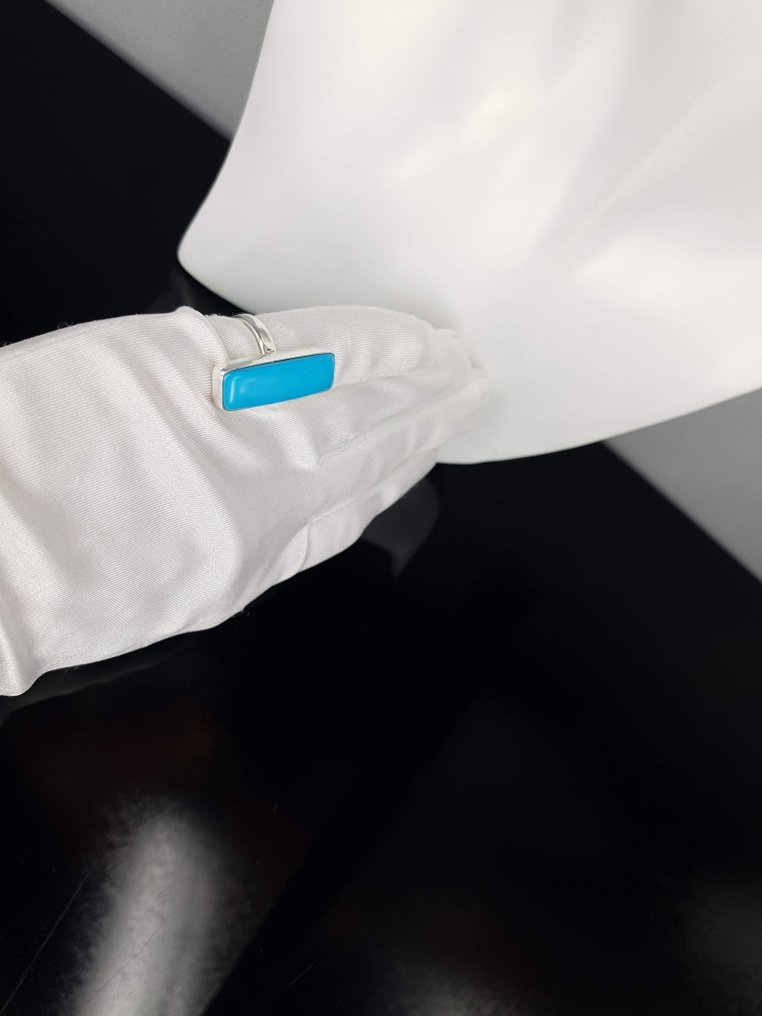 天然绿松石Sleeping Beauty宝石 直径：19毫米 / 免邮 - 戒指 #3.2