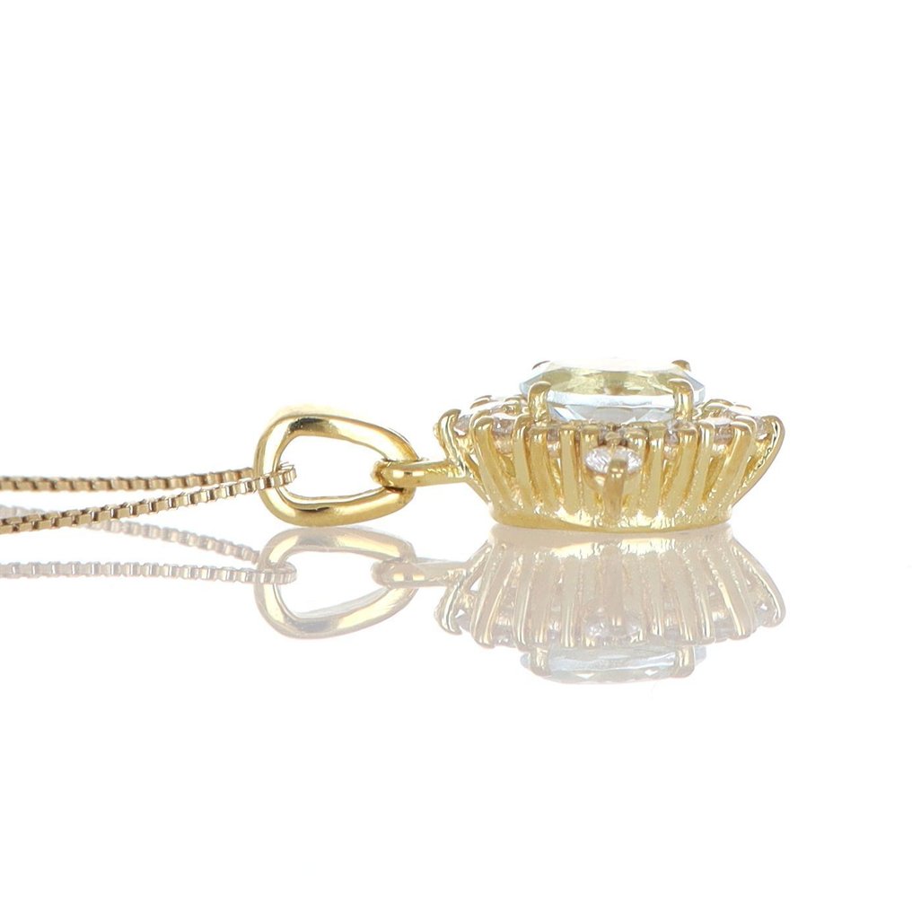 Sem preço de reserva - Colar com pingente - 18 K Ouro amarelo Água-marinha - Diamante #3.2