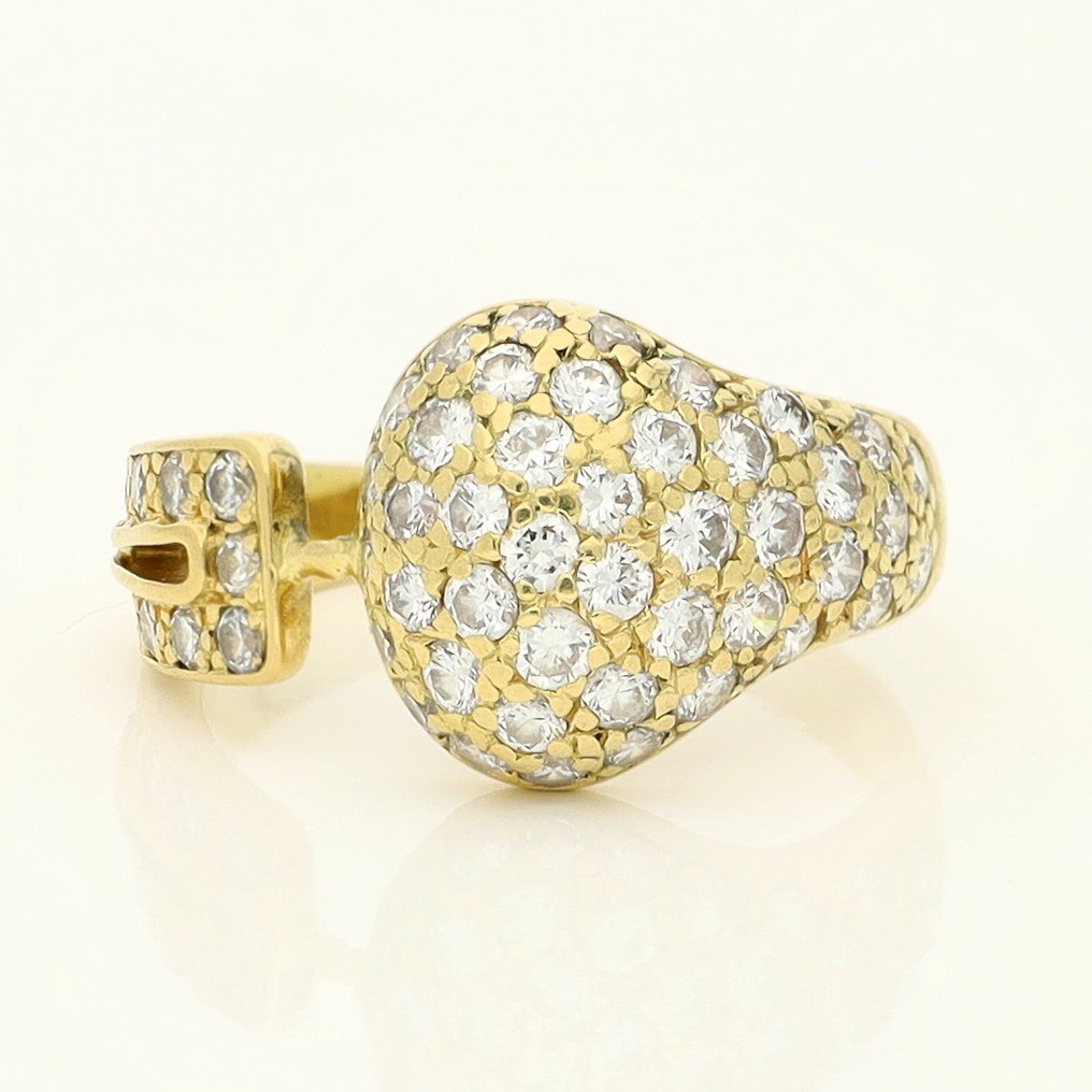 Bague - 18 carats Or jaune - 1.02ct. tw. Diamant (Naturelle) #1.0