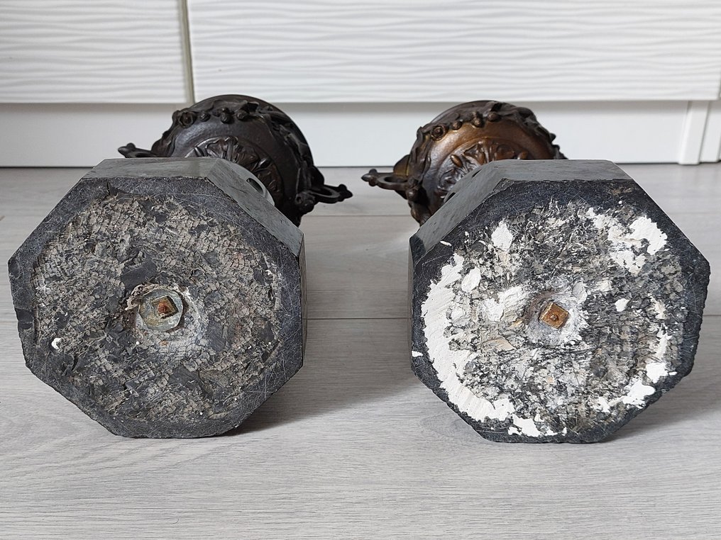 Cassolette - 黄铜色, 大理石 - 带盖和鹭鸟饰顶的杯子 #4.3