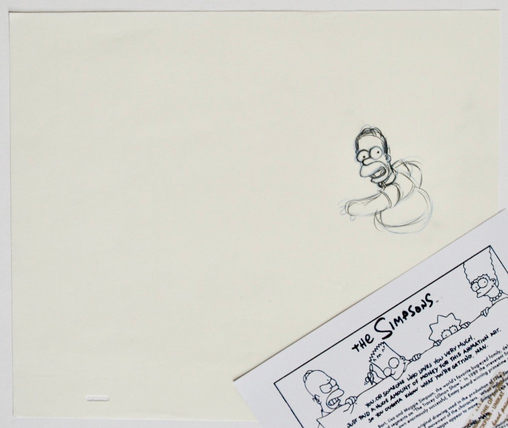 " THE SIMPSONS " - Matt Groening - Αρχικό Σχέδιο Κινουμένων Σχεδίων - The Simpsons - with COA - 1989 #2.1
