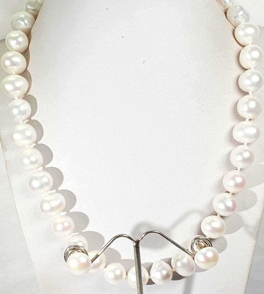 天然珍珠,淡水——非常大——平静与安宁——925纯银——一等品 - 頸鏈 #4.3