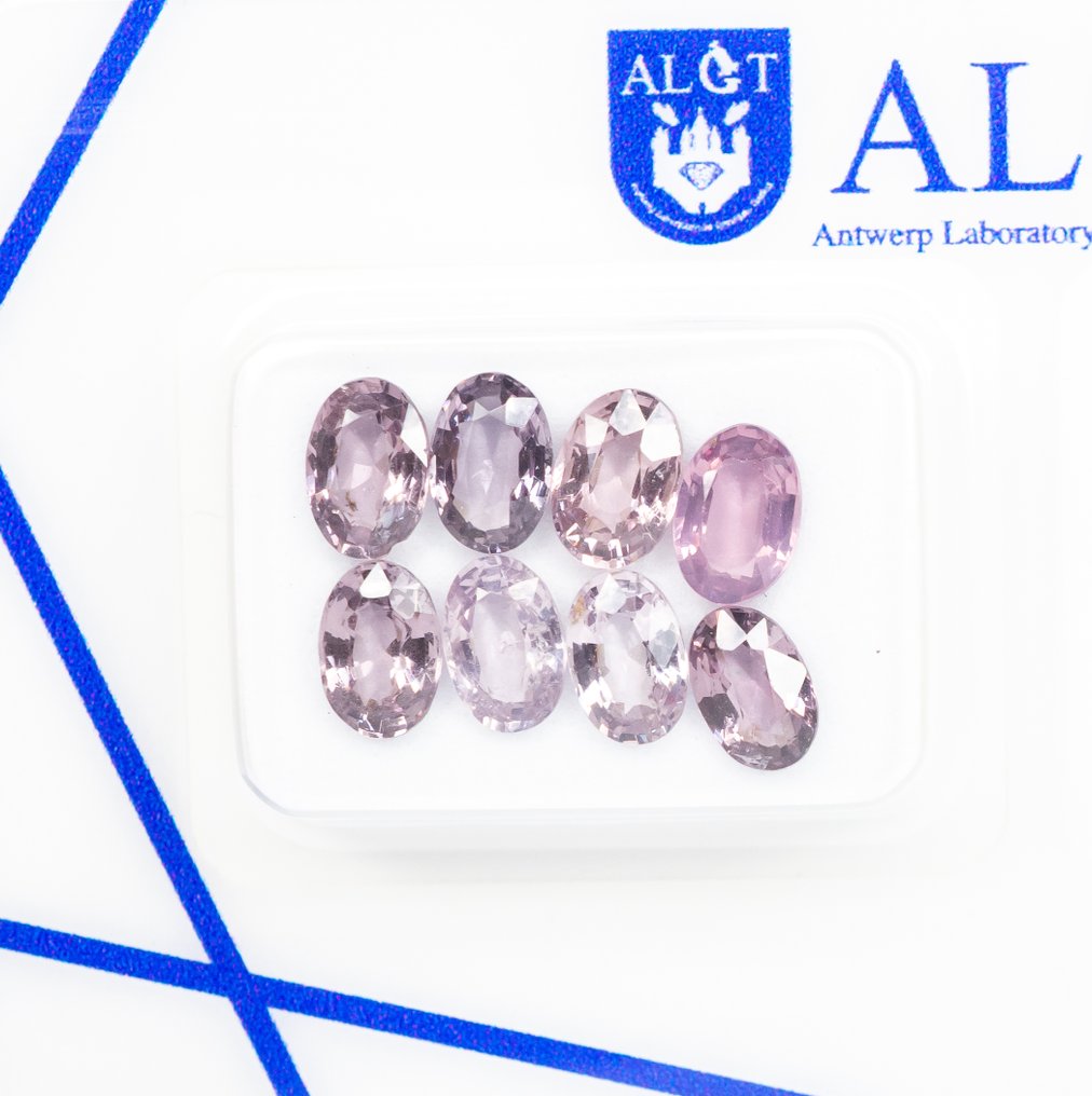 沒有保留價 - 8 pcs  尖晶石  - 3.81 ct - Antwerp Laboratory for Gemstone Testing (ALGT) - 浅粉色到浓粉色 #1.0