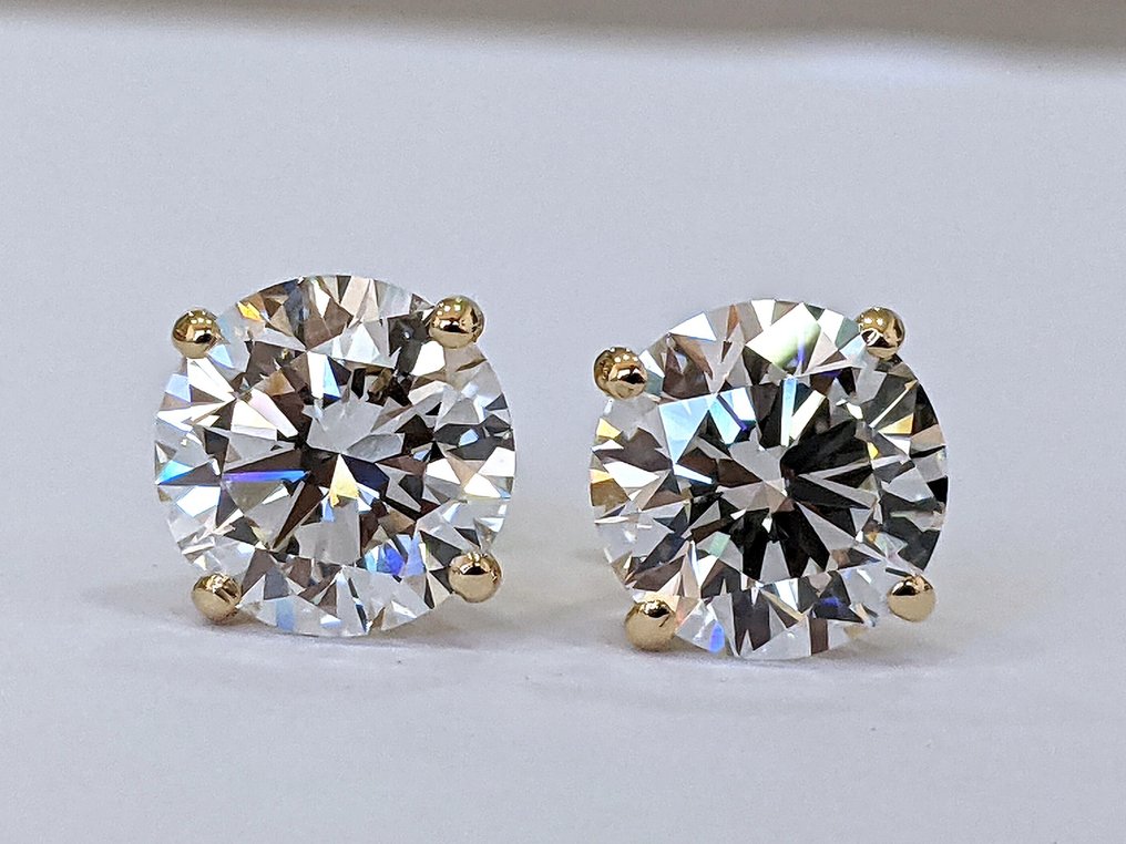 Ingen reservasjonspris - Øredobber - 14 karat Gull - 3.05ct. tw. Diamant (Lab-dyrket) - IGI Sertifisert #2.1