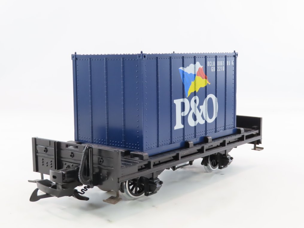 LGB G - 4103 - Τρένο μοντελισμού μεταφοράς εμπορευμάτων (1) - Δύο φορτωμένα κοντέινερ με φορτίο. - P&O #1.0